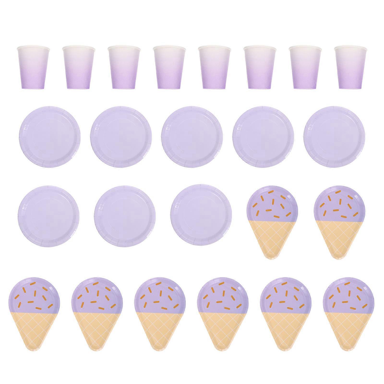 Party Supplies Paper Plates Ice Cream Shape Plates Practical Assorted Color 1Set