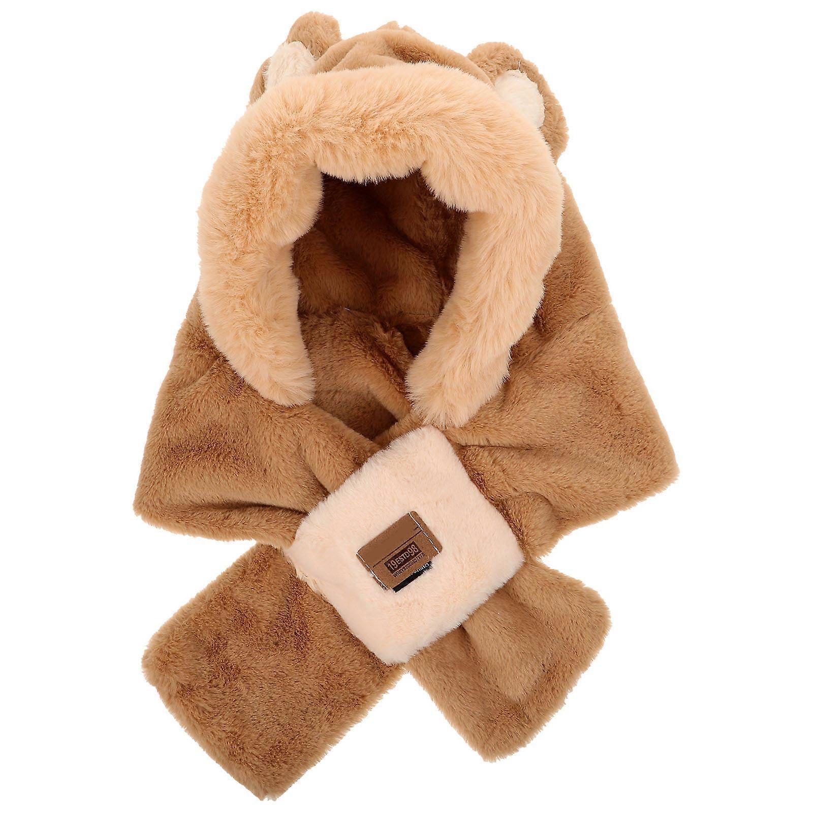 Winter Hooded Scarf with Cute Cat Ear Design, Soft Skin Friendly Plush Neck Warmer for Warm Winter Comfort – Stylish and Practical Accessory in Beige