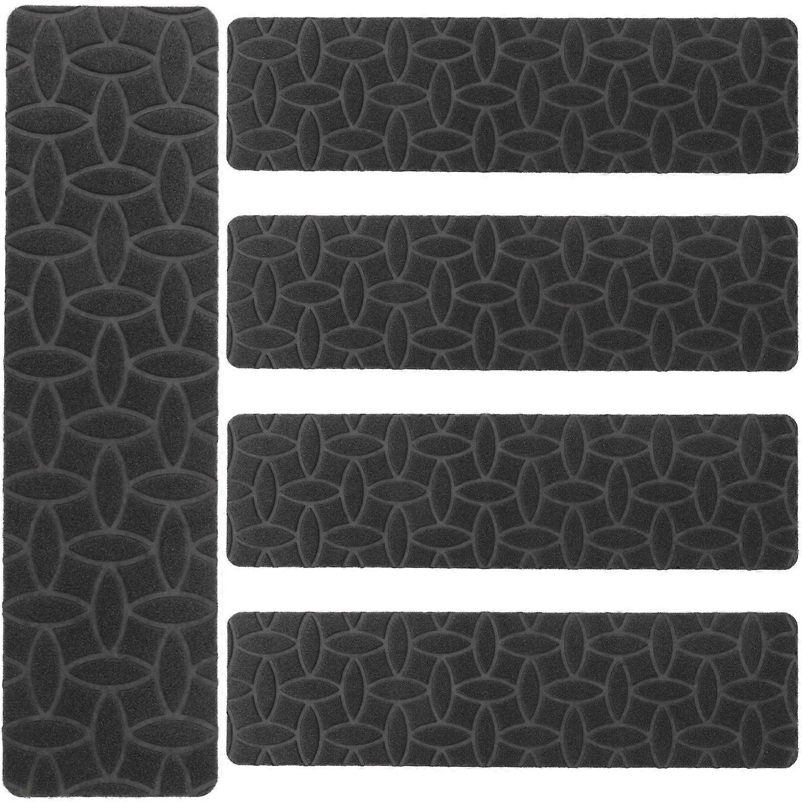 Non Slip Mat For Stairs Easy Cleaning Reusable Black 76X20Cm 5Pcs