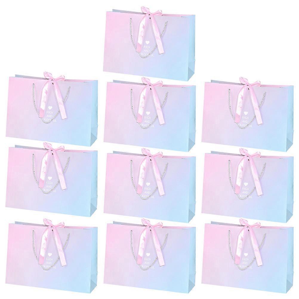 Birthday Paper Bag Pink 25x20x12.5cm Rectangular Storage Carry Items Party Decorations 10Pcs