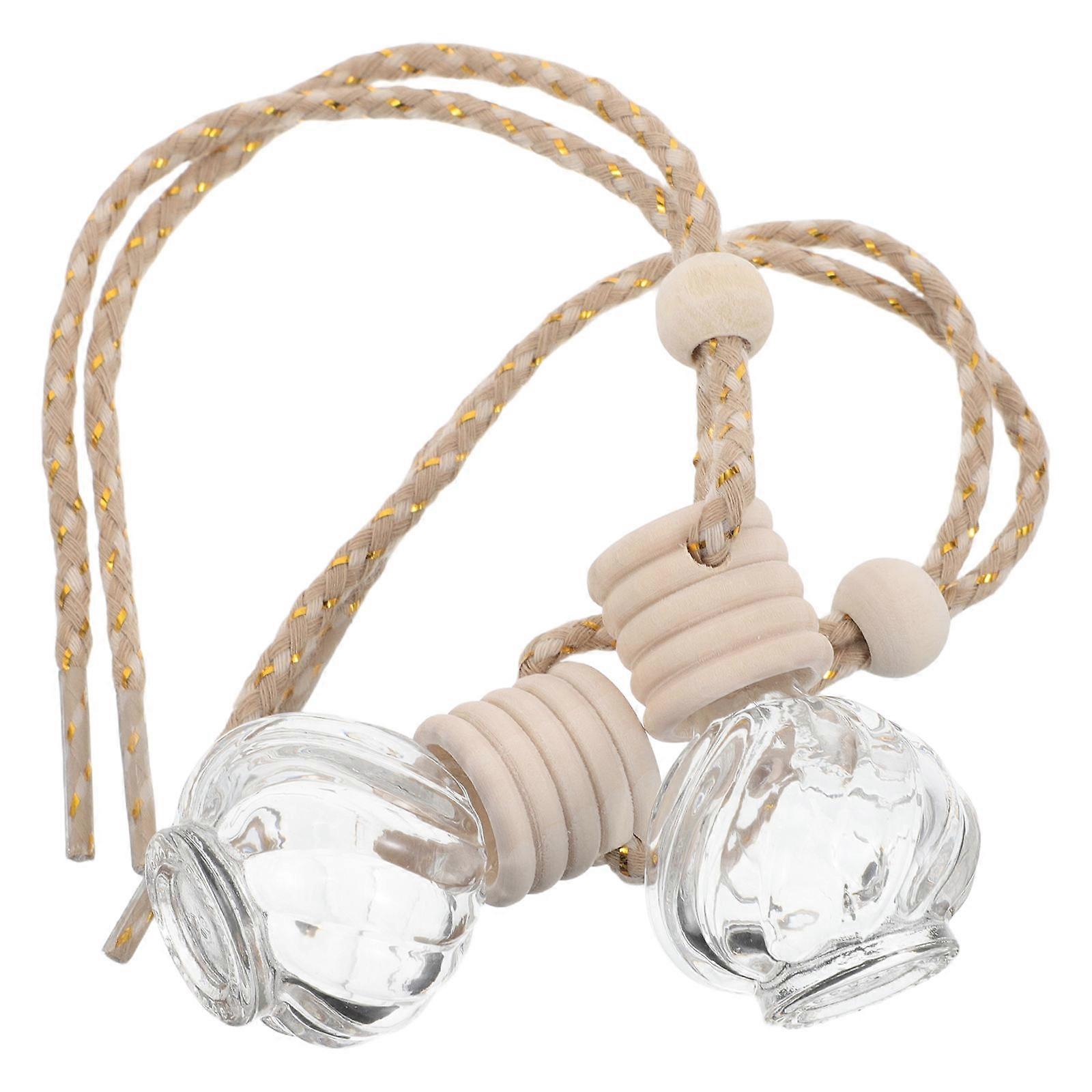 Reusable Glass Aromatherapy Bottles Hanging Diffuser Pendants for Essential Oils, Empty Perfume Containers as Air Fresheners for Home, Travel &