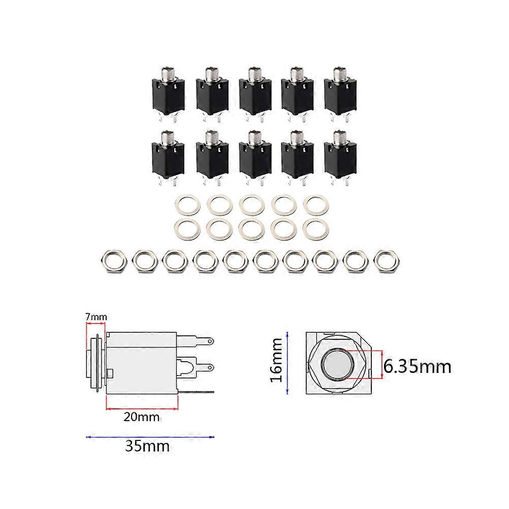 10 Pcs Threaded Cylinder Endpin Jack Socket Set for Guitar Easy Installation Strap Button Design, Compatible with Acoustic, Electric, Bass Output