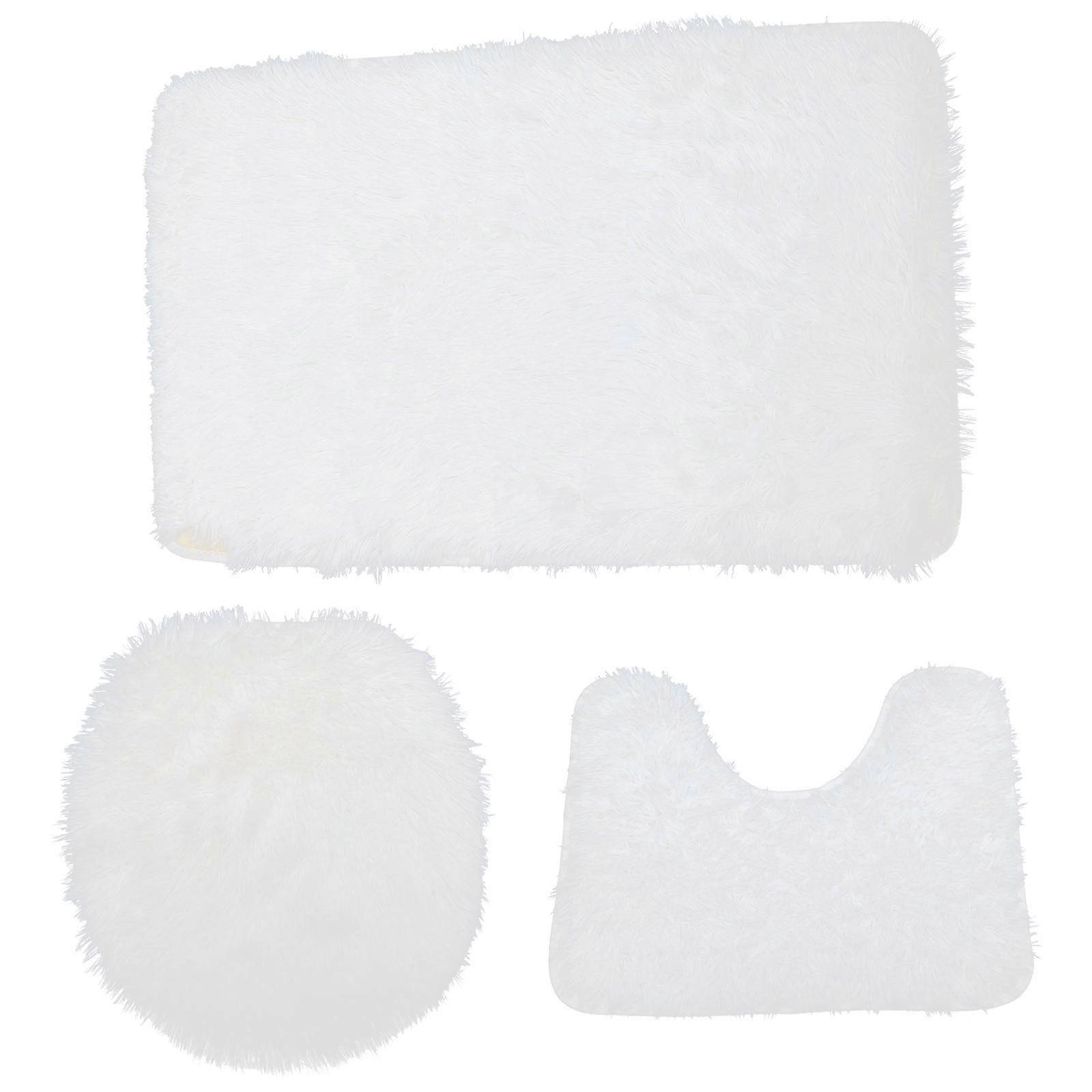 Bathroom Rugs Set Universal Toilet Lid Cover Plush Ground Pad Floor Mat for Home Use Comfortable Hand Feeling 1 Set