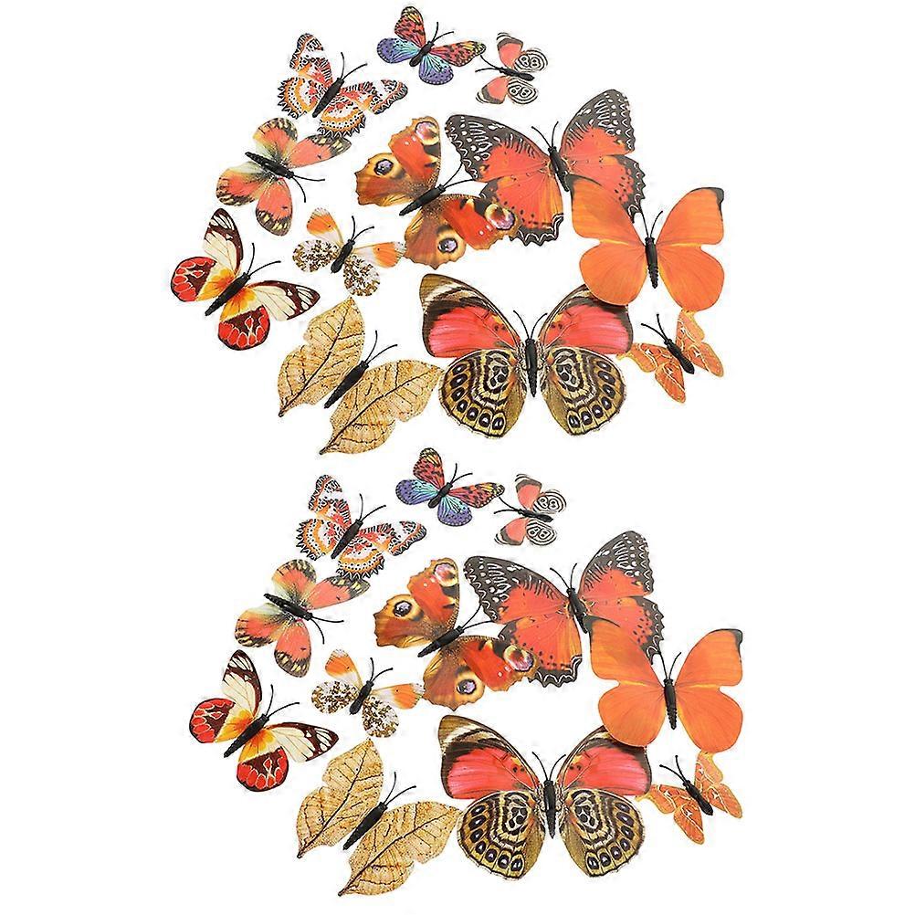 Butterfly Wall Stickers Decorative Removable Diy Friendly Assorted Color 12x10cm 2Pack