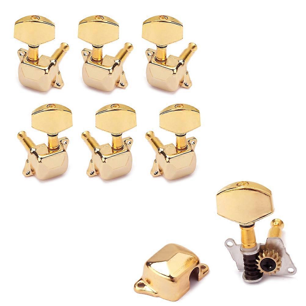 Guitar Tuner Pegs Semiclosed String Tuning Keys Buttons Machine Heads Golden For Acoustic Electric Guitar Bass 3L3R 6Pcs
