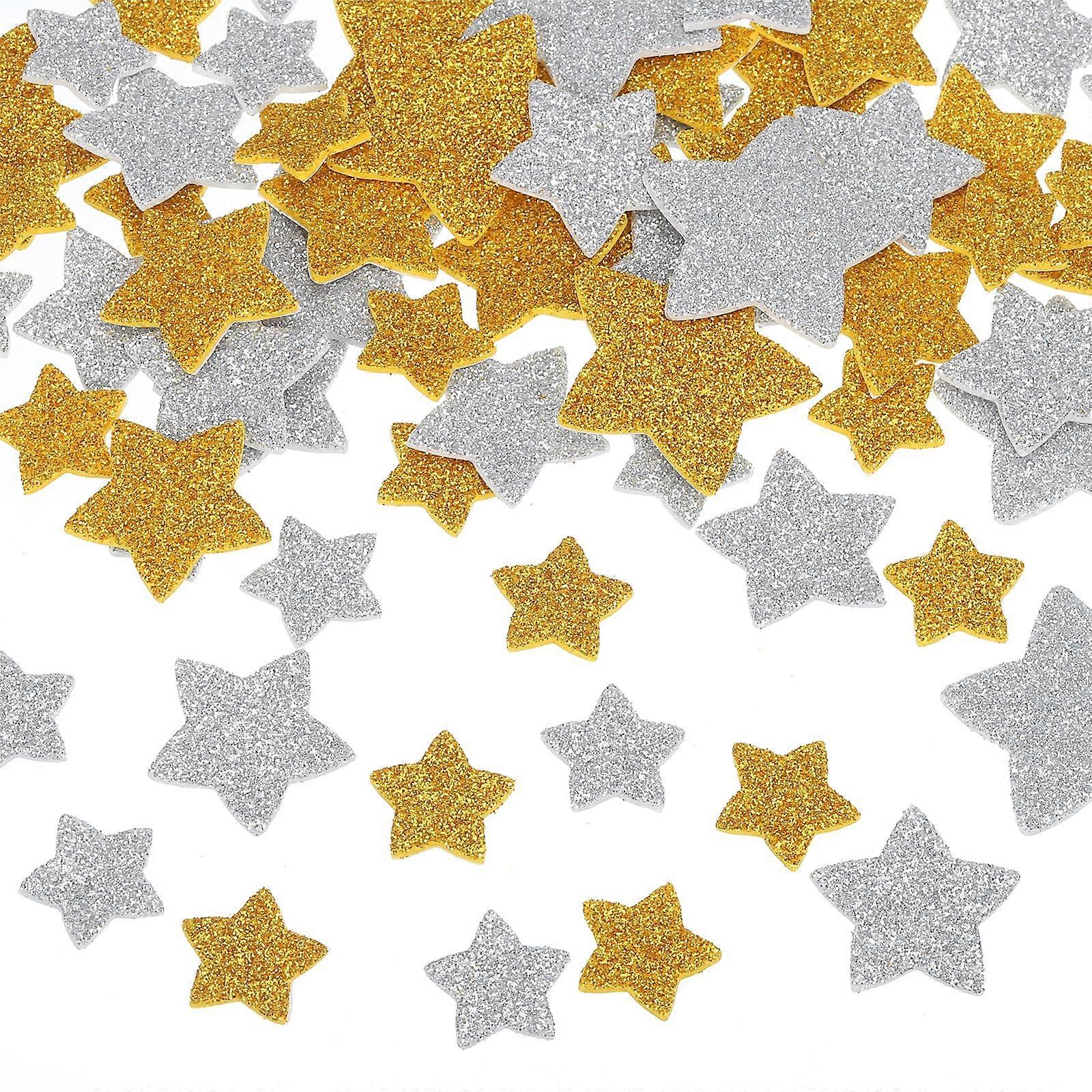 228 Piece Glitter Foam Stickers Set - 3 Sizes Self-Adhesive Star Shape Craft Stickers in Gold and Silver for DIY Projects and Decoration