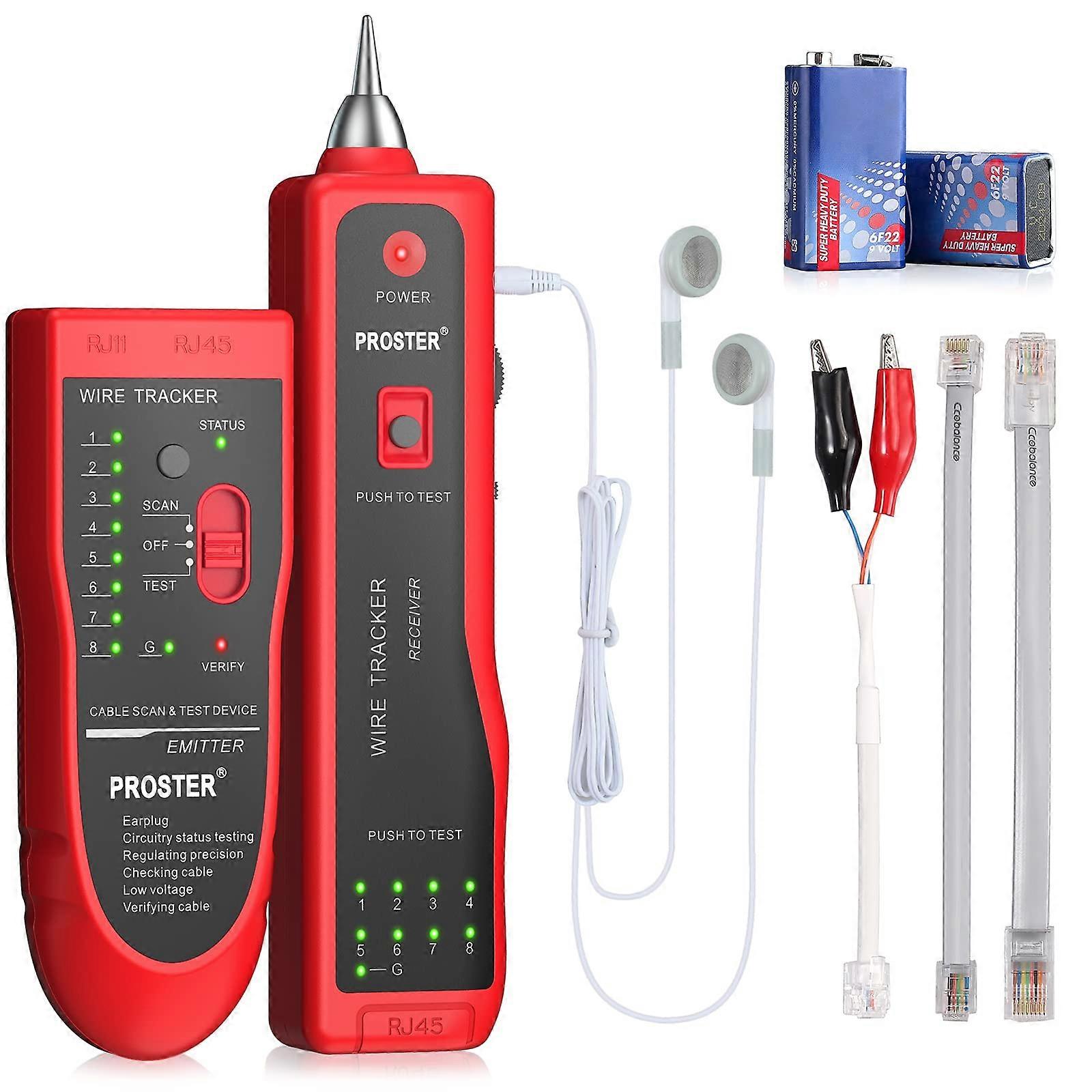 Electric Cable Tracker, Cable Collation Telephone Line Continuity Tester (Red)