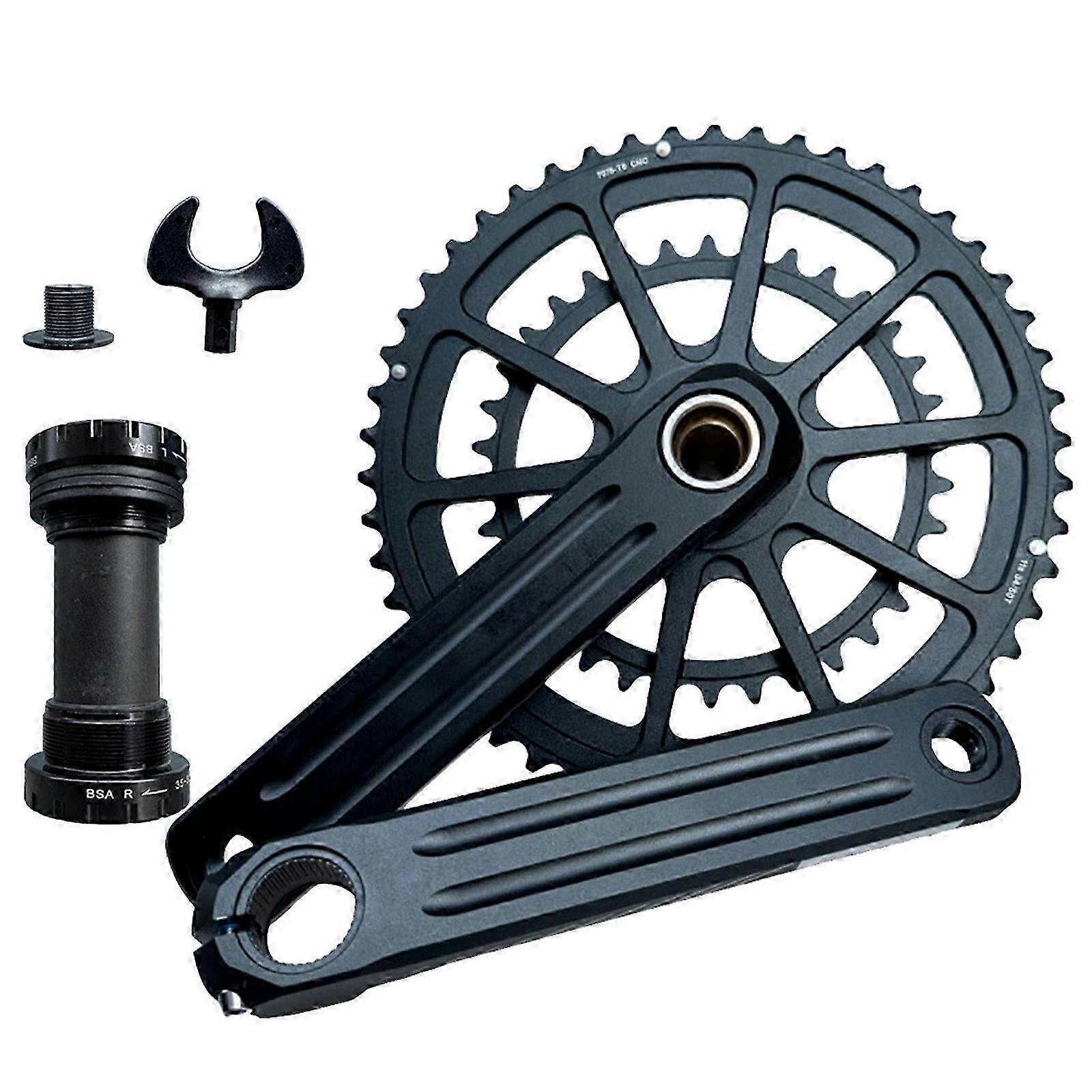 (Includes Bb) Road Bikes 165mm Crank Arm Crankset Double Speed Round 34t-50t Chainring Hollows Integrated Crankset For 9/10/11 Speed