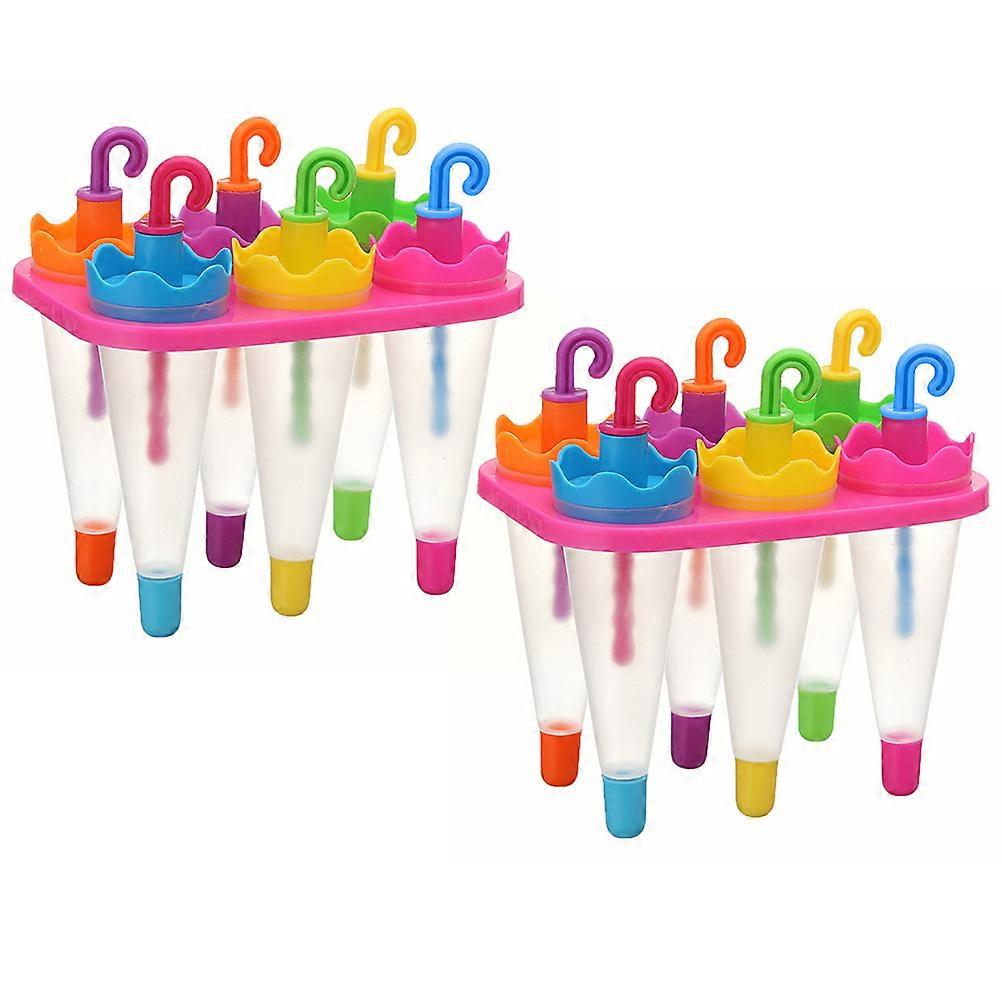Plastic Popsicle Molds Ice Lolly Maker Home Use Umbrella Shape DIY Ice Cream Making 2 Sets