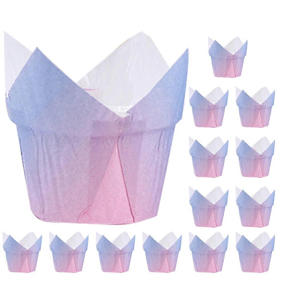 50pcs Tulip Cupcake Liners, Grease Resistant Paper Baking Cups for Muffins, Oil Resistant Wrappers for Home and Bakery Use, Easy to Demould and