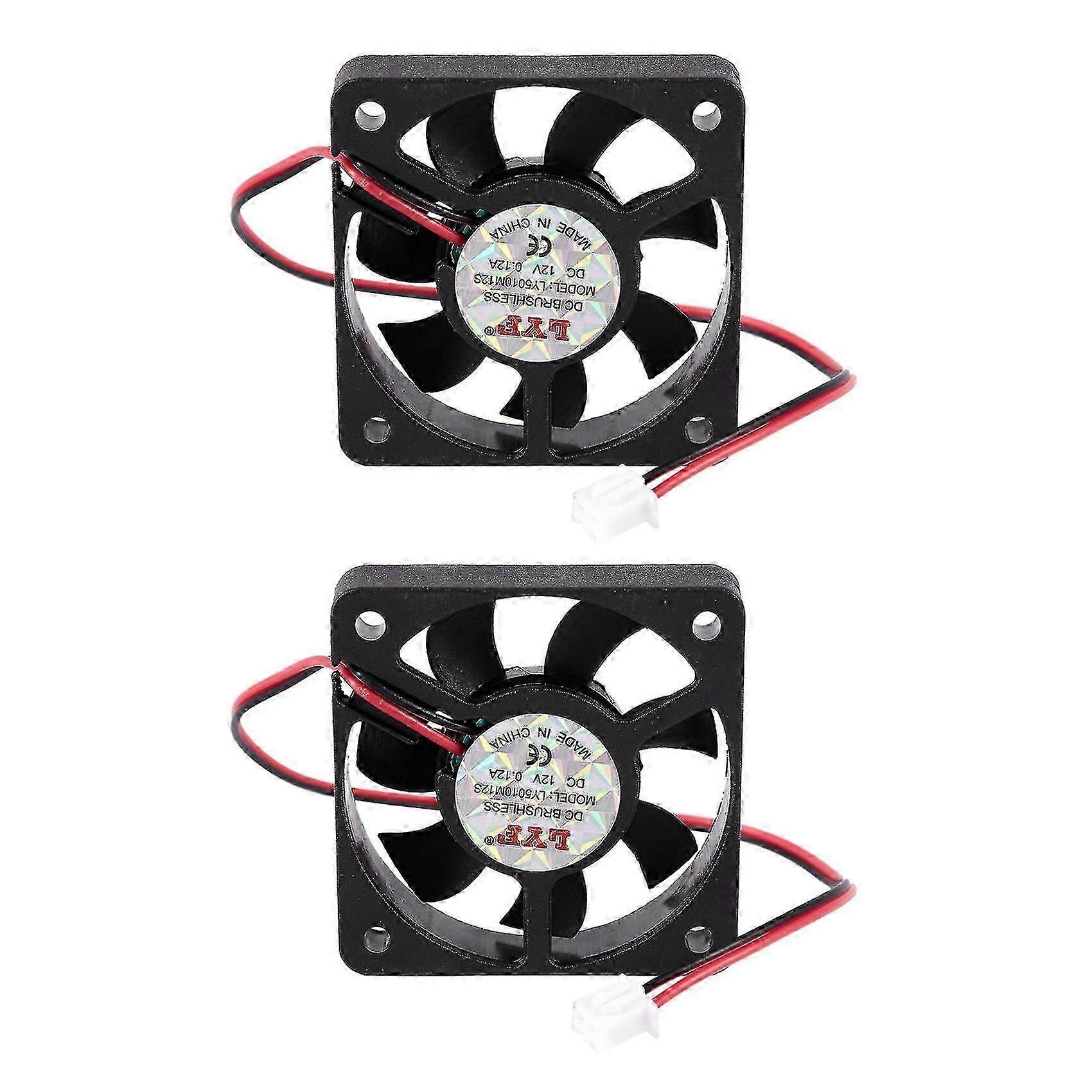 2x 50mm 12v 2pin 4000rpm スリーブベアリング PC ケース CPU クーラー冷却ファン