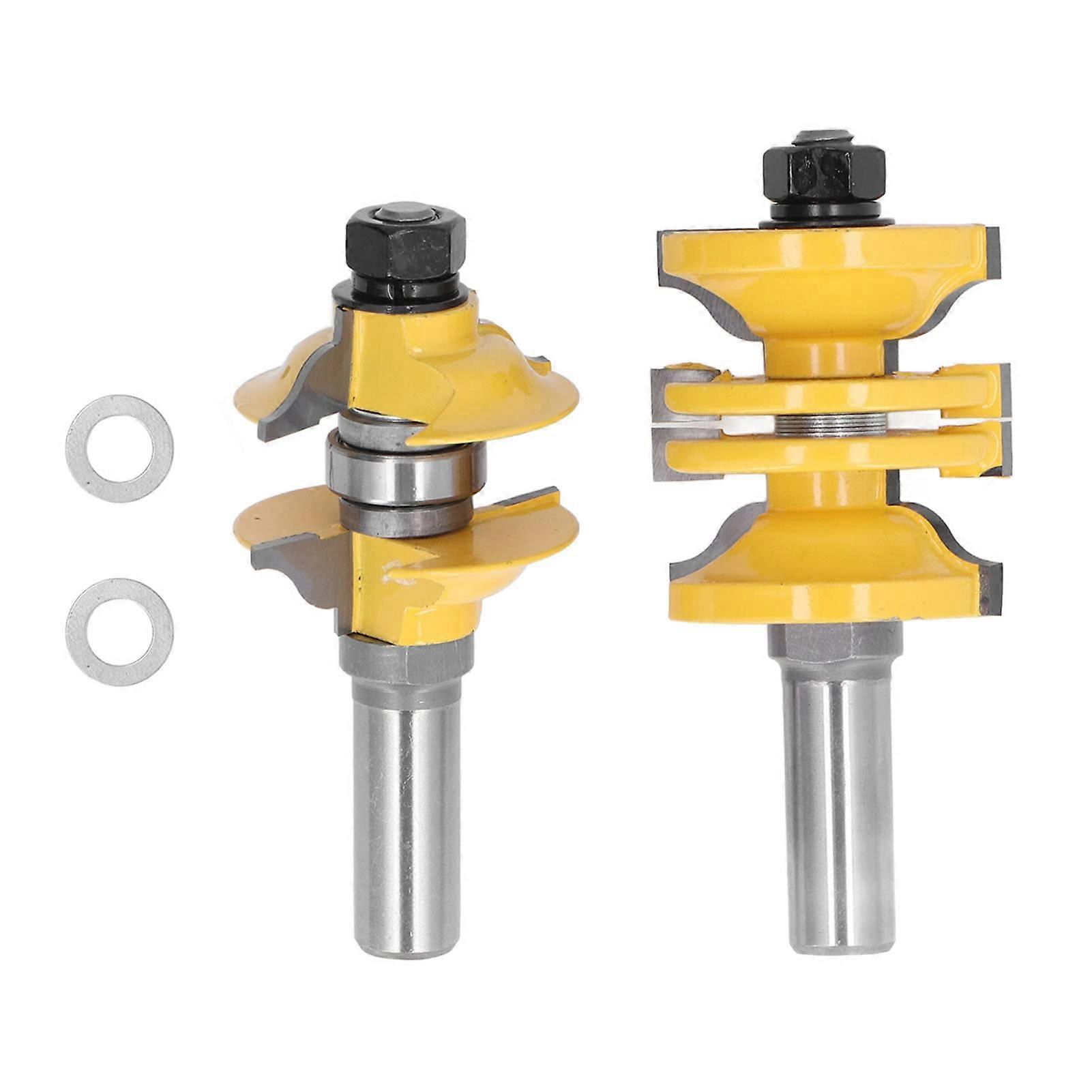 2pcs Set an adjustable starter rail milling cutter entrance door tenon router bit userfriendly woodworking tool for cabinets and drawers Ref: 8874