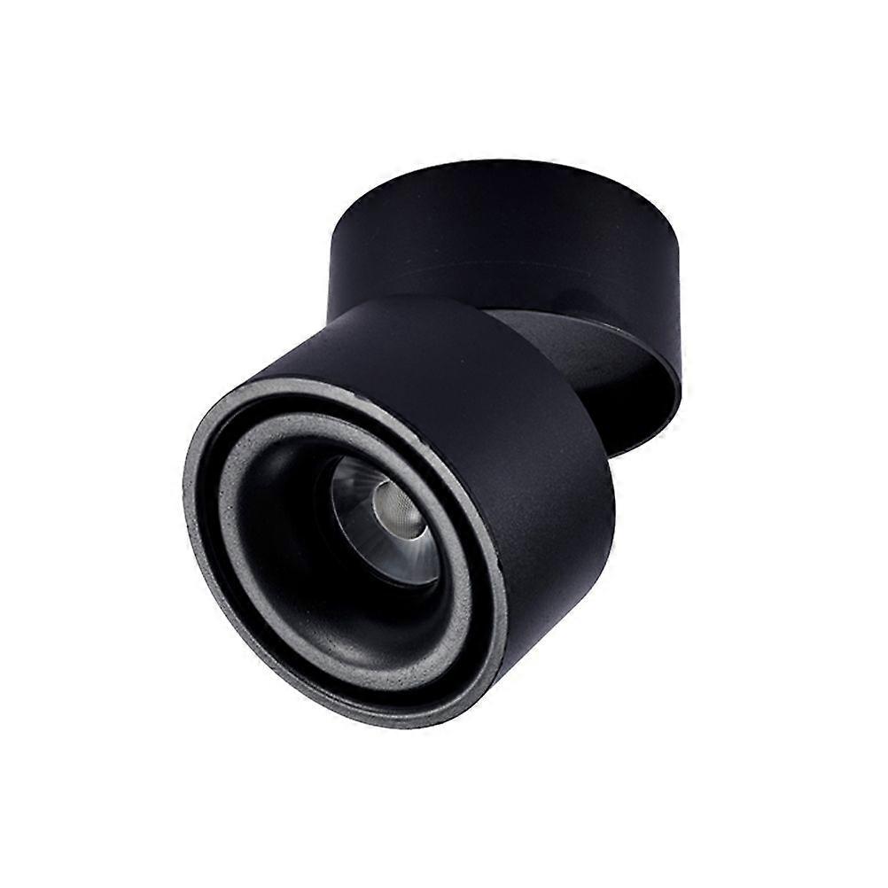 מקורה 220 v 10w תאורת אור led 360 מתכוונן תקרה תאורה כלפי מטה רכוב תאורת cob מנורת קיר אלומיניום אור ספוט לבן חם (שחור)