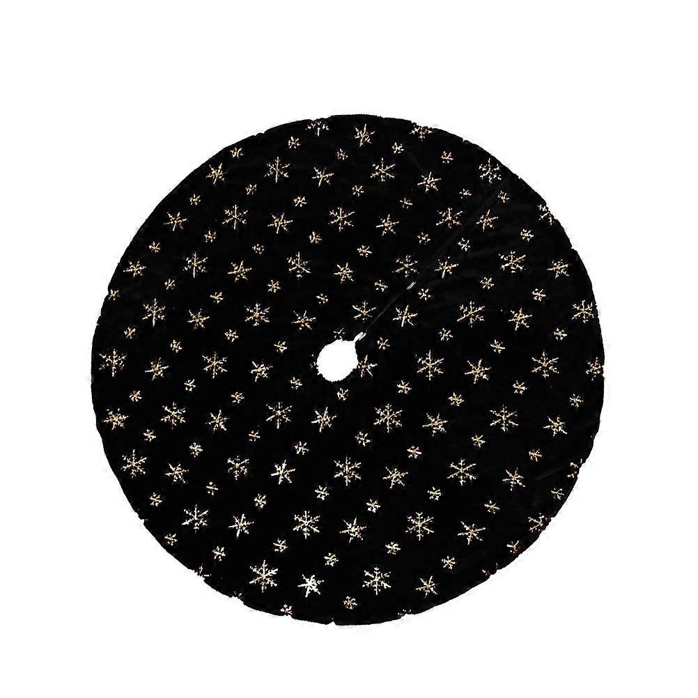 Foldable Tree Skirt Xmas Tree Skirts Tree Apron Christmas Party Decoration Black 122x122cm Simple and Elegant 1Set