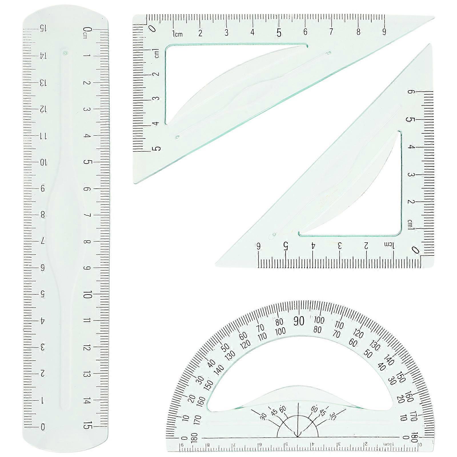 Precision Ruler Plastic Drafting Ruler Engineering Drawing Supply Angle Measurement MultiFunctional Student Tool 1Set