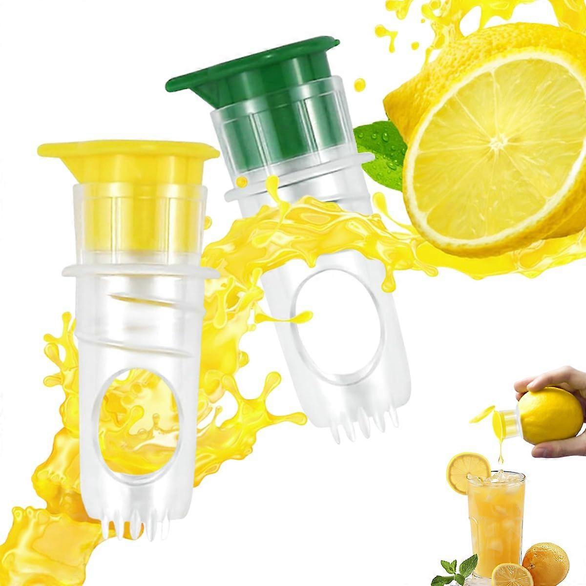 Lemon Squeezer Pack of 2, Manual Juicer with Screw Cap Lid, Hand Press Citrus Juicer for Oranges and Limes