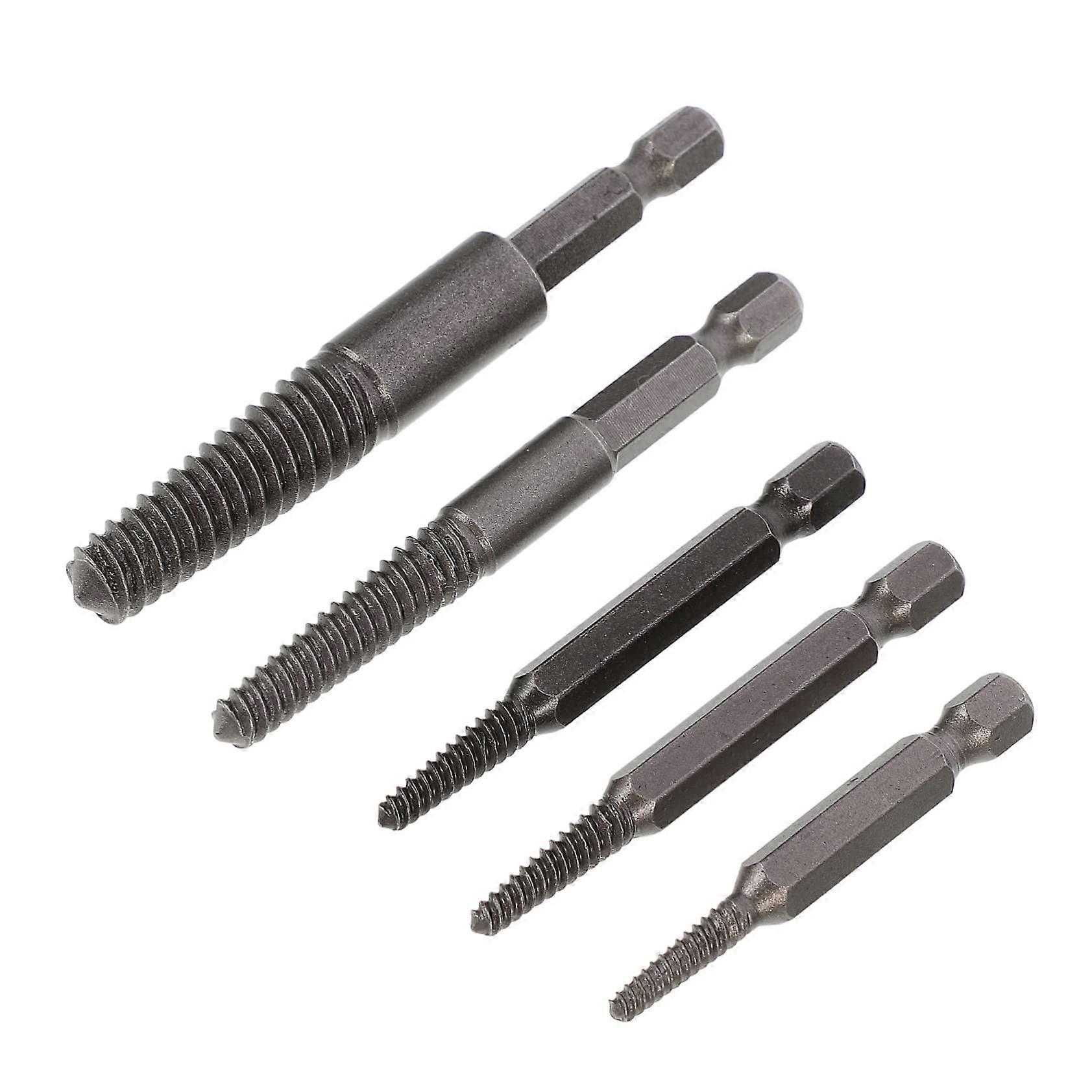 5piece screw extractor set for stripped screws and bolts – chromemolybdenum steel with  hardness – compact design for easy transport