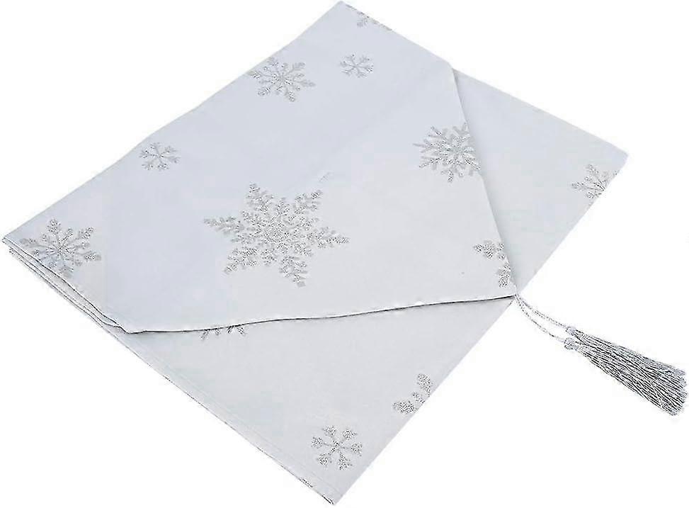 Exquisite Snowflake Pattern Table Runner with Tassels for Dining Table, 78.7 Inches Long, Suitable for Various Home Décor Styles