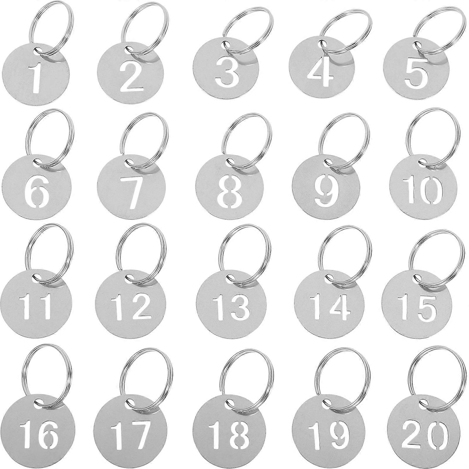 Hanger Tags Number Luggage Labels Travel Keys Round Stainless Steel 20Set