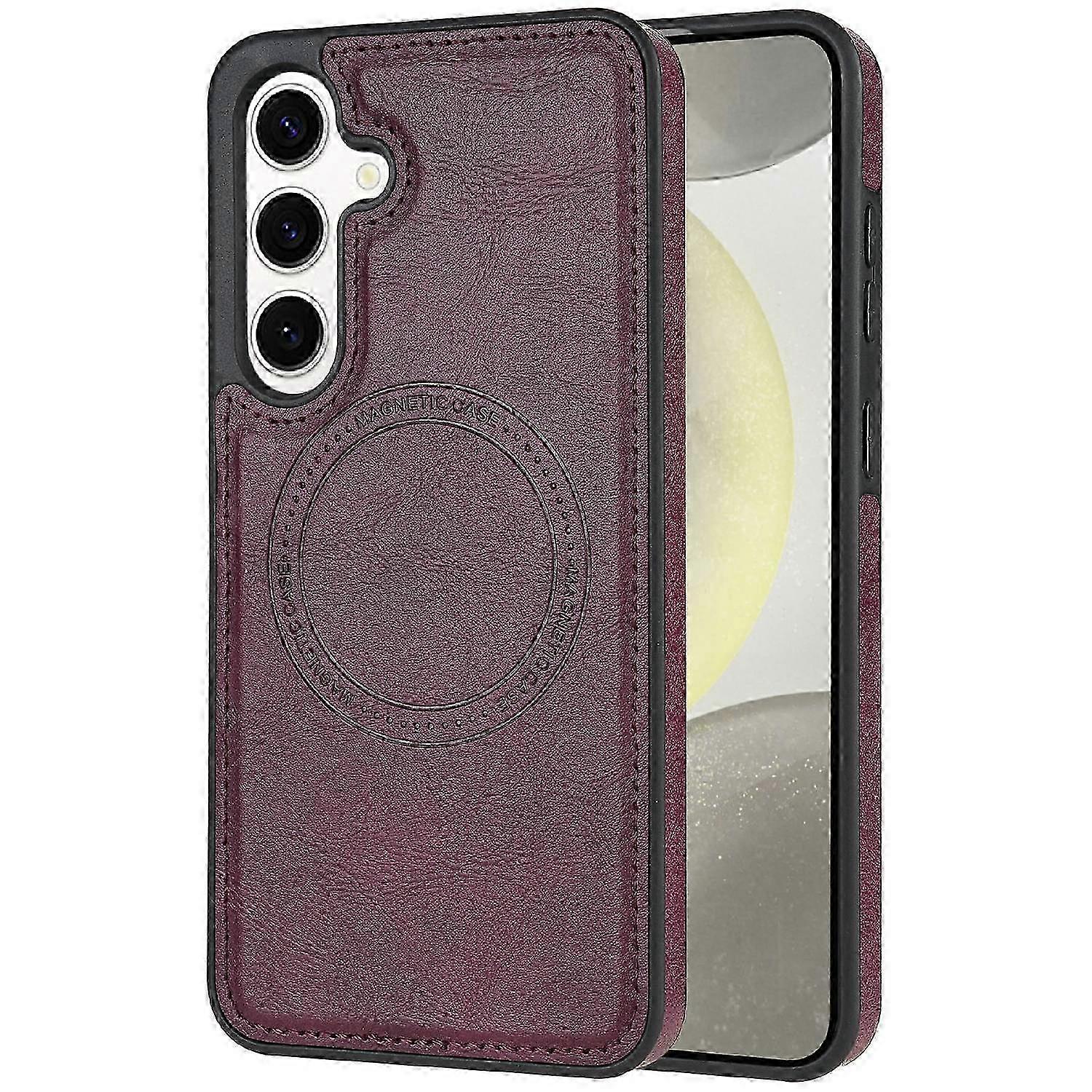 Case Compatible with MagSafe for Certain Brand Smartphone, PC+TPU+Leather Back Cover