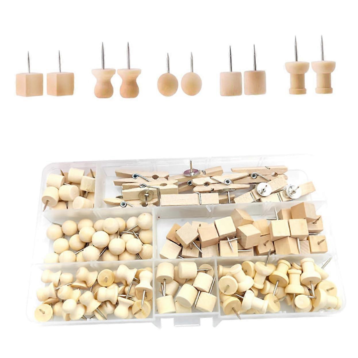 Wood Pushpins for Photo Wall Decoration, Tear-Resistant Push Pins for Maps and Notes, Easy-to-Use and Durable for Office and Home