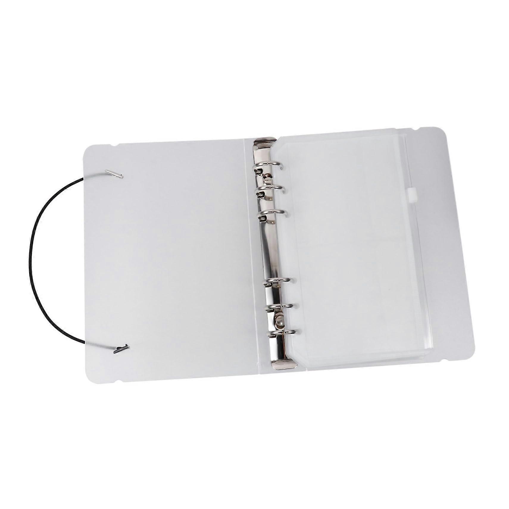1 Set A6 Loose Leaf Mini Binder Wallet for Filling Envelopes Stickers Note Bag for Loose Sheets Snap Loose Leaf Protector Transparent Plastic