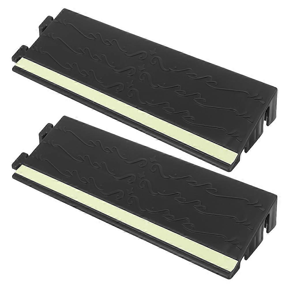 2pcs Black Sweeping Robot Ramps with Fluorescent Strips, Non Slip Ramp Pads for Doorways, Indoor/Outdoor Use, Lightweight & Sturdy Design