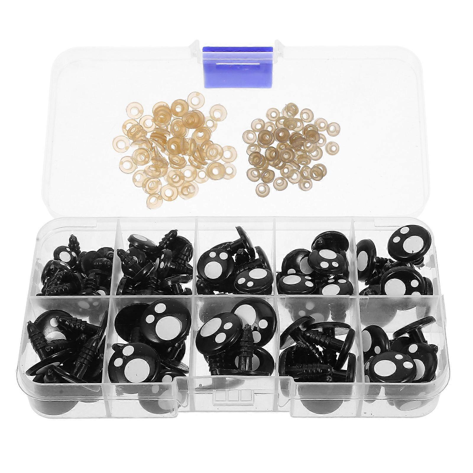 Sew On Eyes For Soft Toys Black Safety Eyes With Washers For Plush Safety Standards 100Pcs