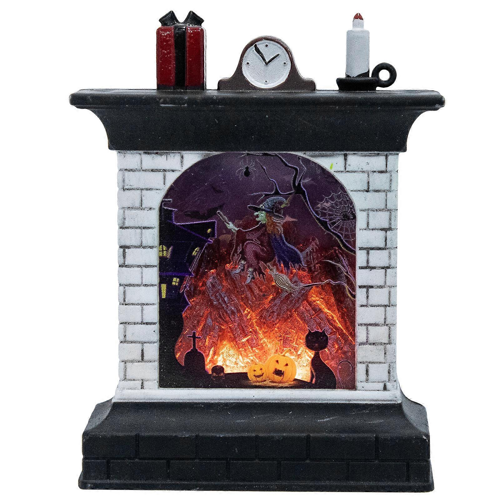 Halloween LED Night Light – Miniature Fireplace Table Lamp for Indoor & Outdoor Decor, Party Centerpieces & Home Decoration