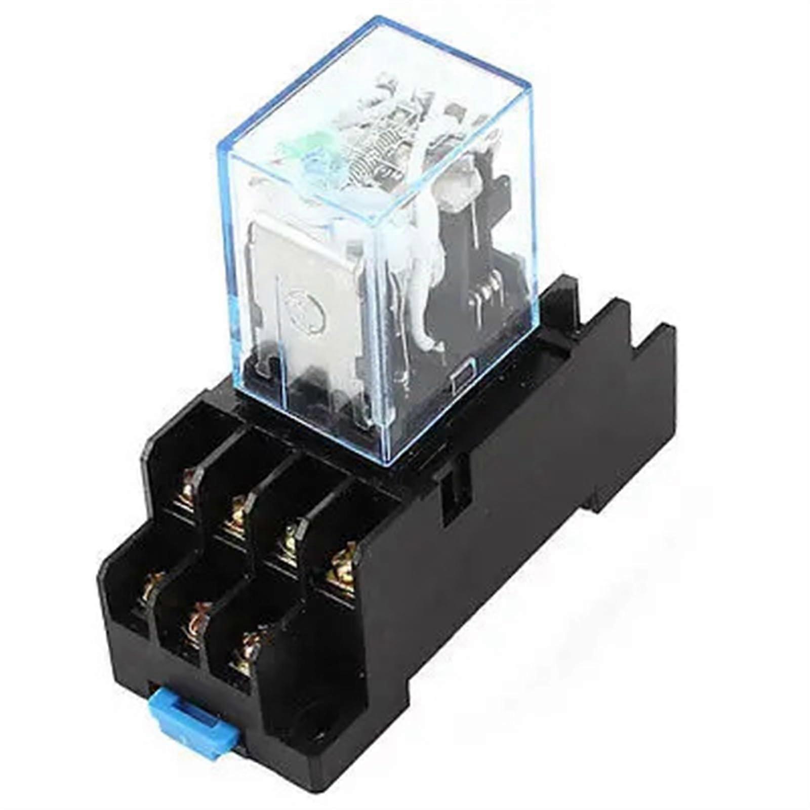 HH54P 12V DC Coil 4PDT Electromagnetic Power Relay with 14-Pin DYF14A Base for Industrial Applications