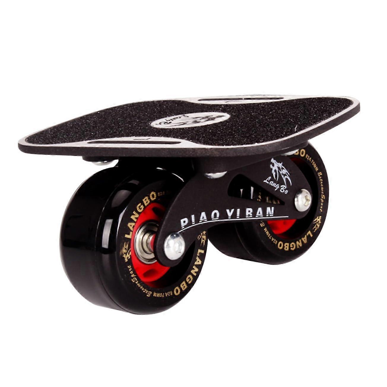 Drift Board with aluminum alloy nonslip skateboard deck, black, for beginners. Improves coordination and balance. Portable for fitness.