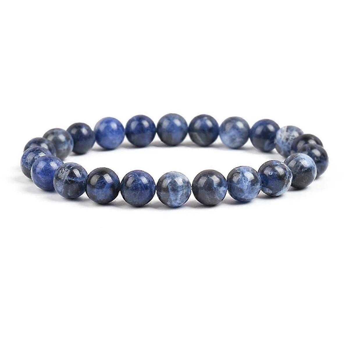 Natural Stone Bracelet 19cm Dark Blue Sodalite Beads 8mm Size Blue Round Stone Elastic Line Sodalite A