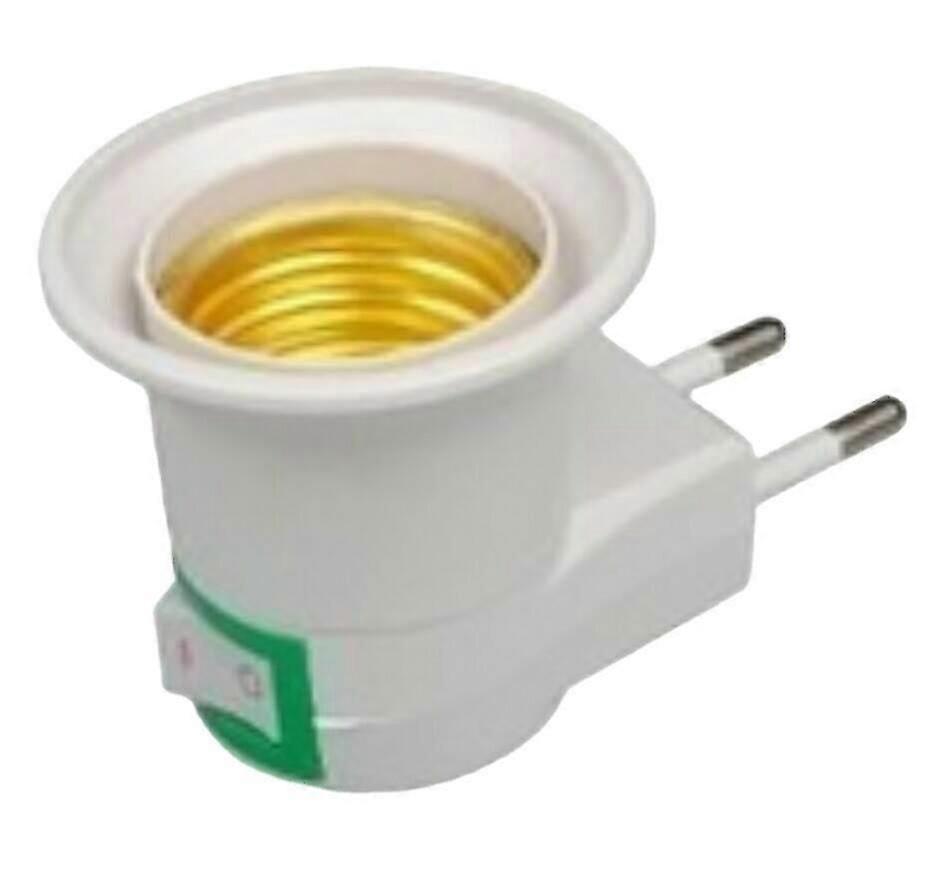 LED Lamp E27 Male Socket Type EU Plug Adapter Converter for Bulb Holder with On/Off Button (White)