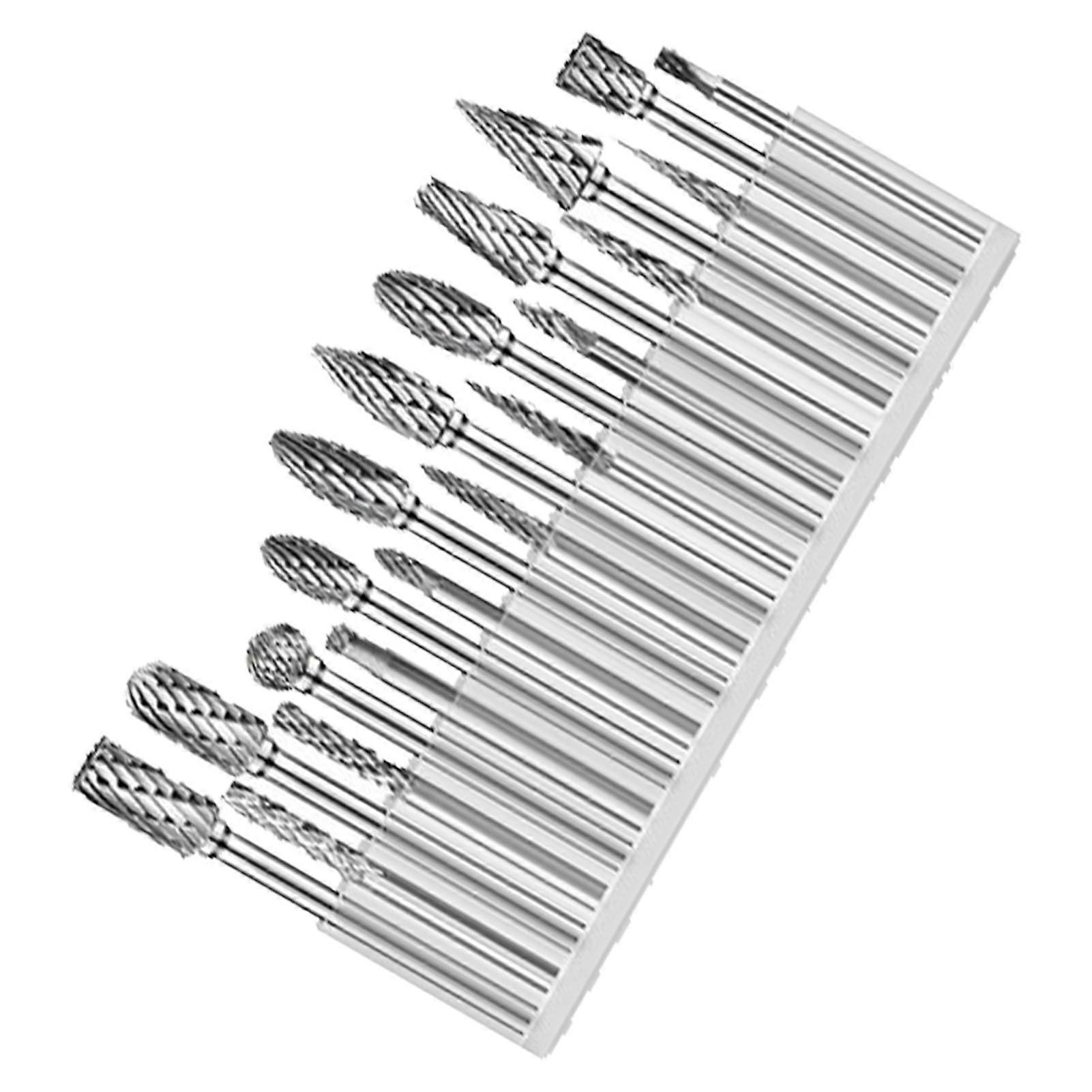 20Pcs Rotary File Burr Grinding Bit Carbide Tool Set Kit for Chamfering Engraving 