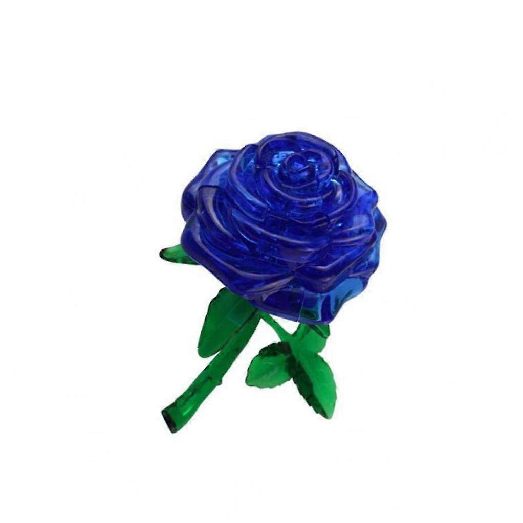 LjzlSxMF Creative 3D Crystal Puzzle Rose Flower Decoration 44 Pieces 3D Puzzle Glass Building Blocks Blue