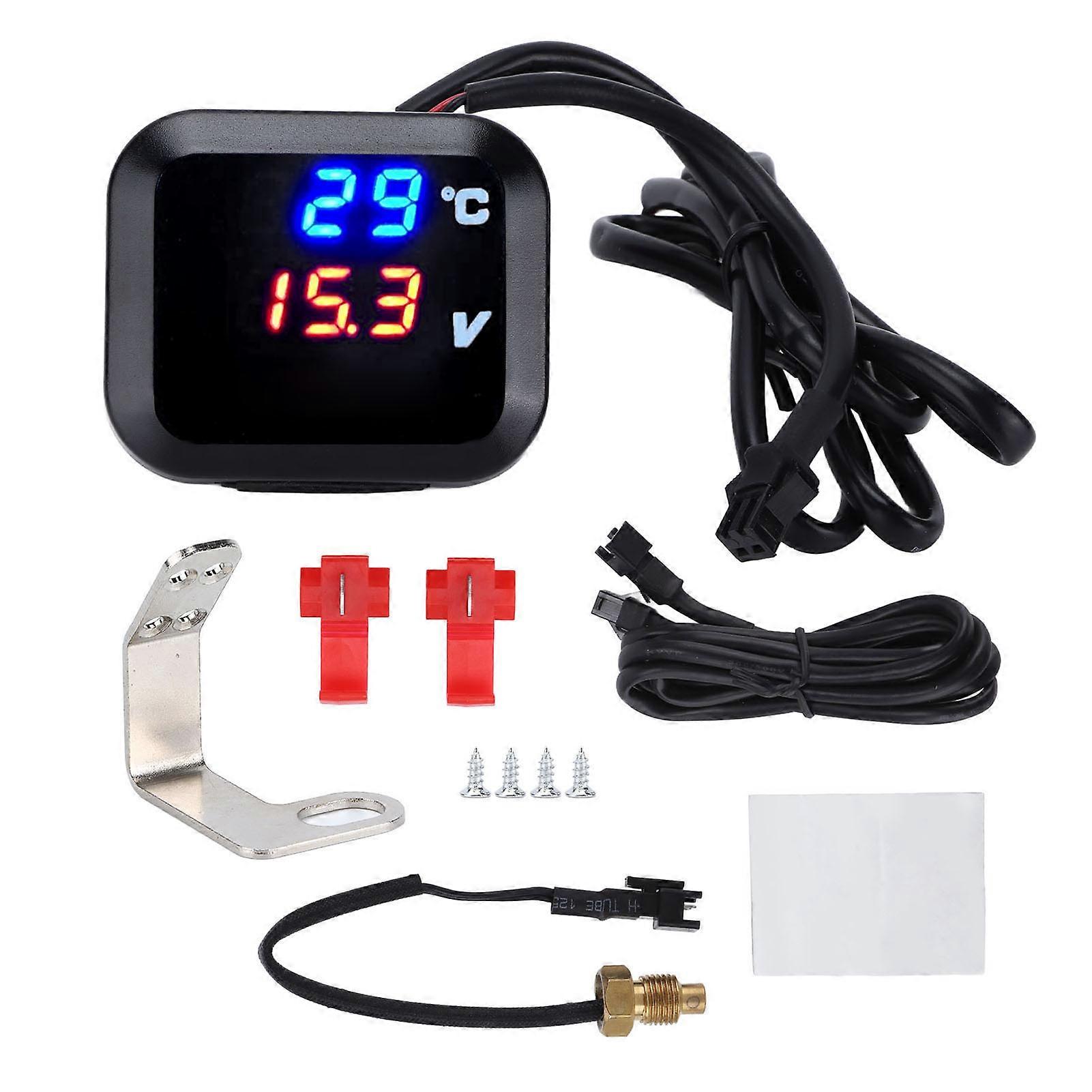 Universal DC12V 3 in 1 Temperature Volt Meter with USB Charging Waterproof Replacement for Kawasaki