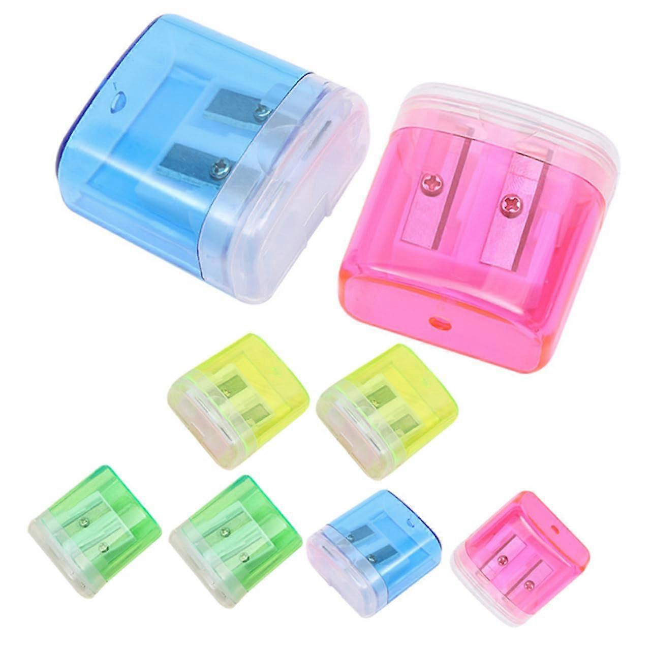 8-Piece Mini Double Hole Pencil Sharpener Set, Lightweight Handheld Sharpener for Colored and Regular Pencils