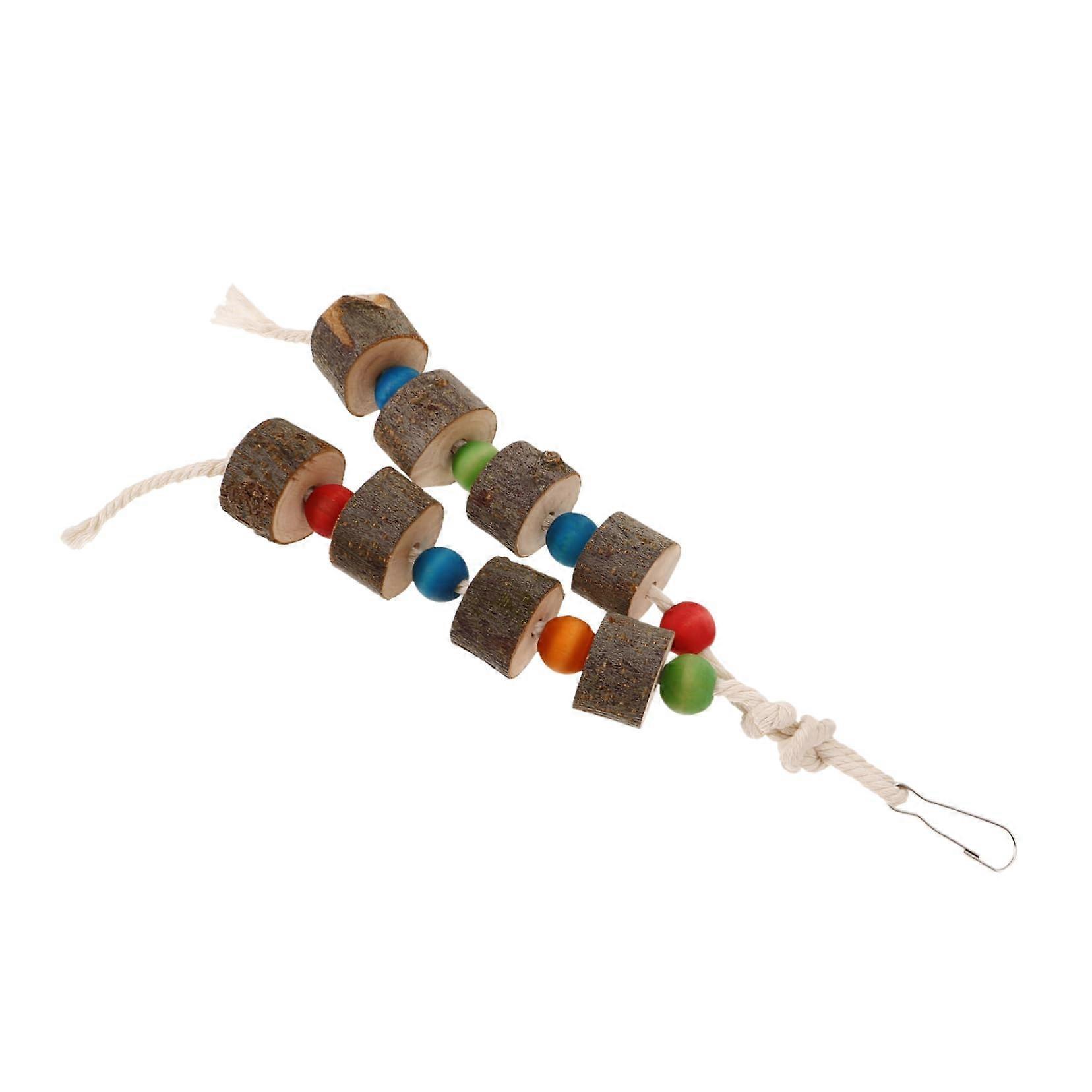 Hanging Wooden Beak Grinding Chew Toy for Parrots and Birds  Biting and Playing Bird Cage Toy
