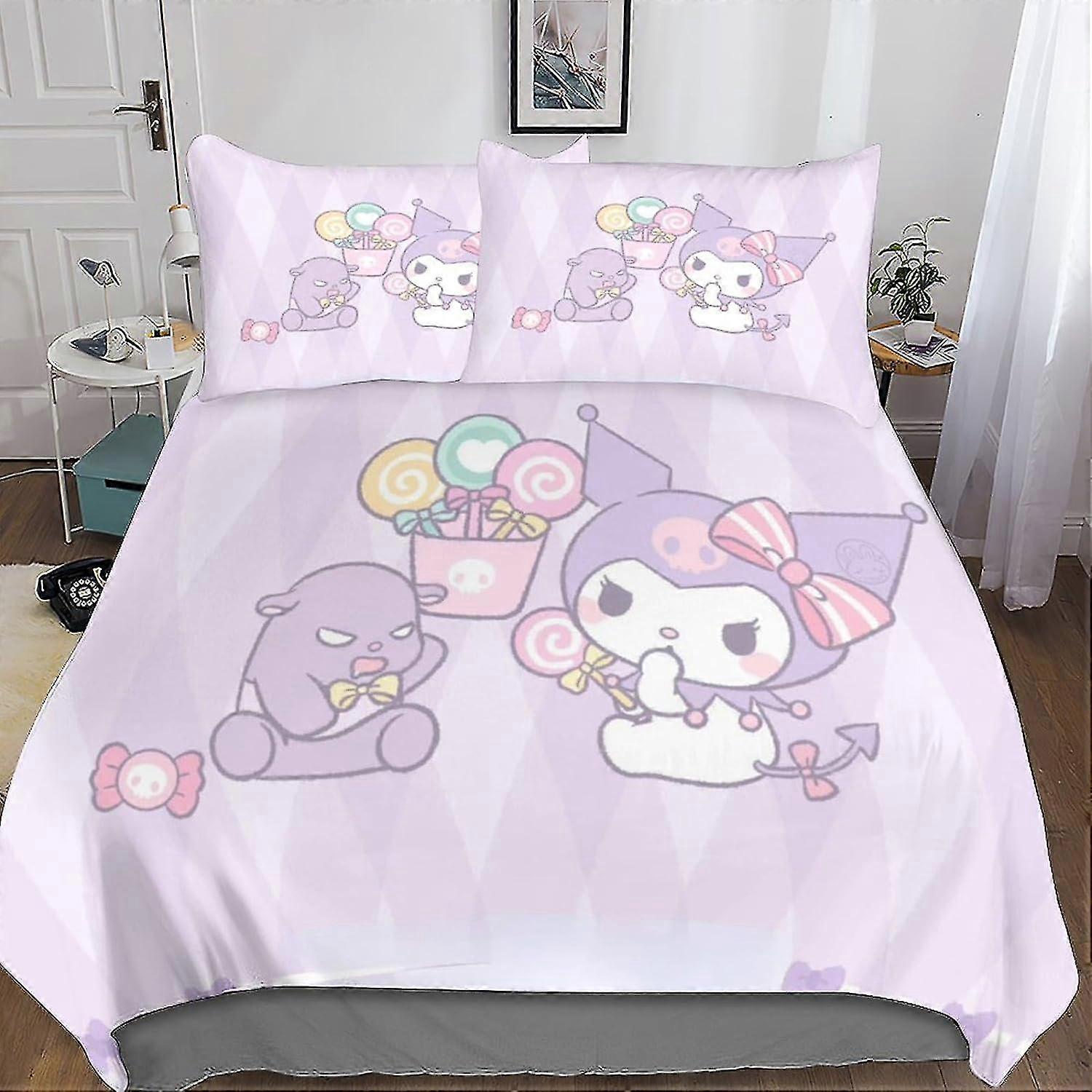 Cute Style 3D Duvet Cover Set with Zipper Closure, Microfibre Bedding for Double Size, 3 Pieces