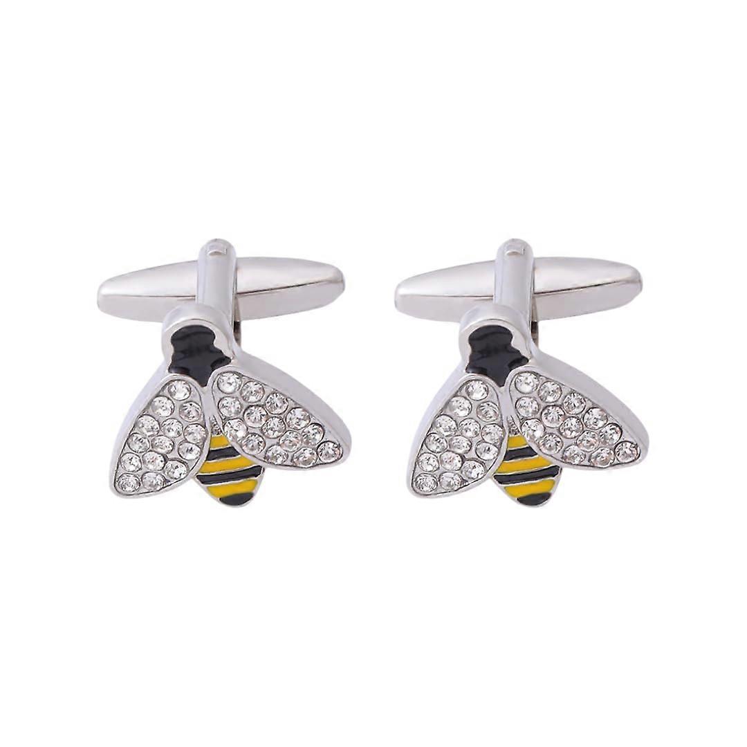 Cufflinks for Men with Diamonds, Bee Design, Elegant Men's Cufflinks for Blazer Shirts