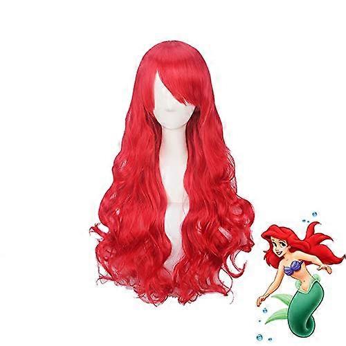 Anime The Little Mermaid Princess Ariel Cosplay Wig Red Curly Synthetic Hair for Halloween Costume Party Stage