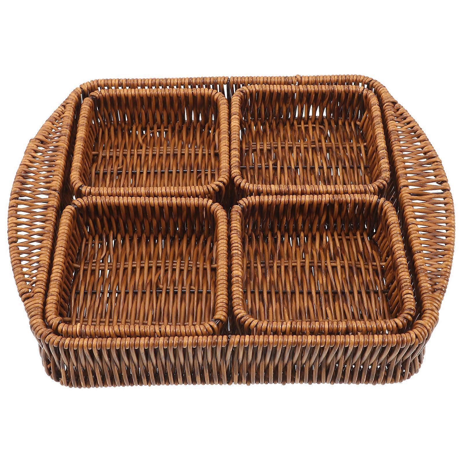 Woven Storage Basket Decorative Rustic Style Storage Basket For Food Dining Room Holding Toys 1 Set