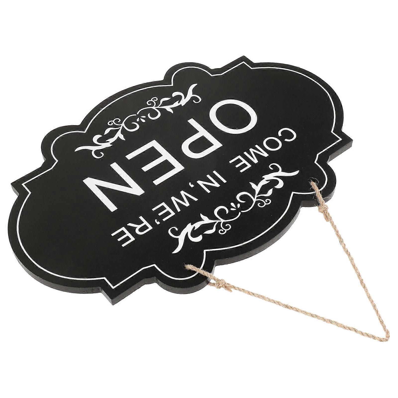 Open Closed Store Sign Decorative Door Pendant Black Rectangular Indication 1Pcs