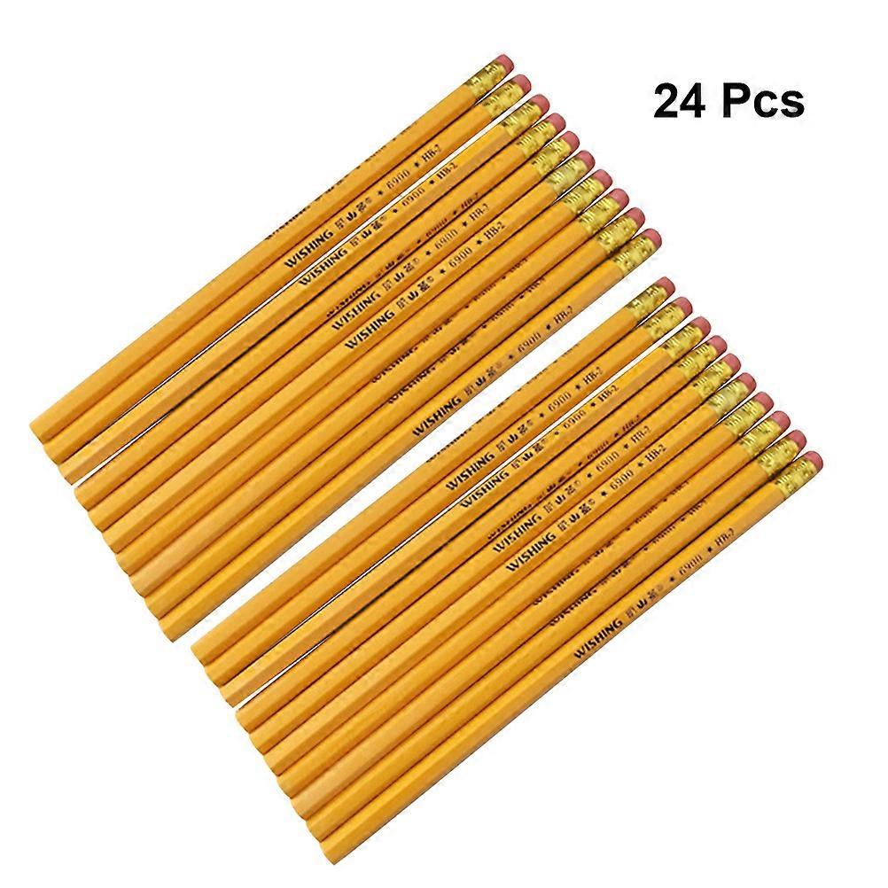Pencil With Eraser Hb Pencils For Students Home Schooling Sketching Drawing Yellow 19x0.5x0.5cm 12Pcs