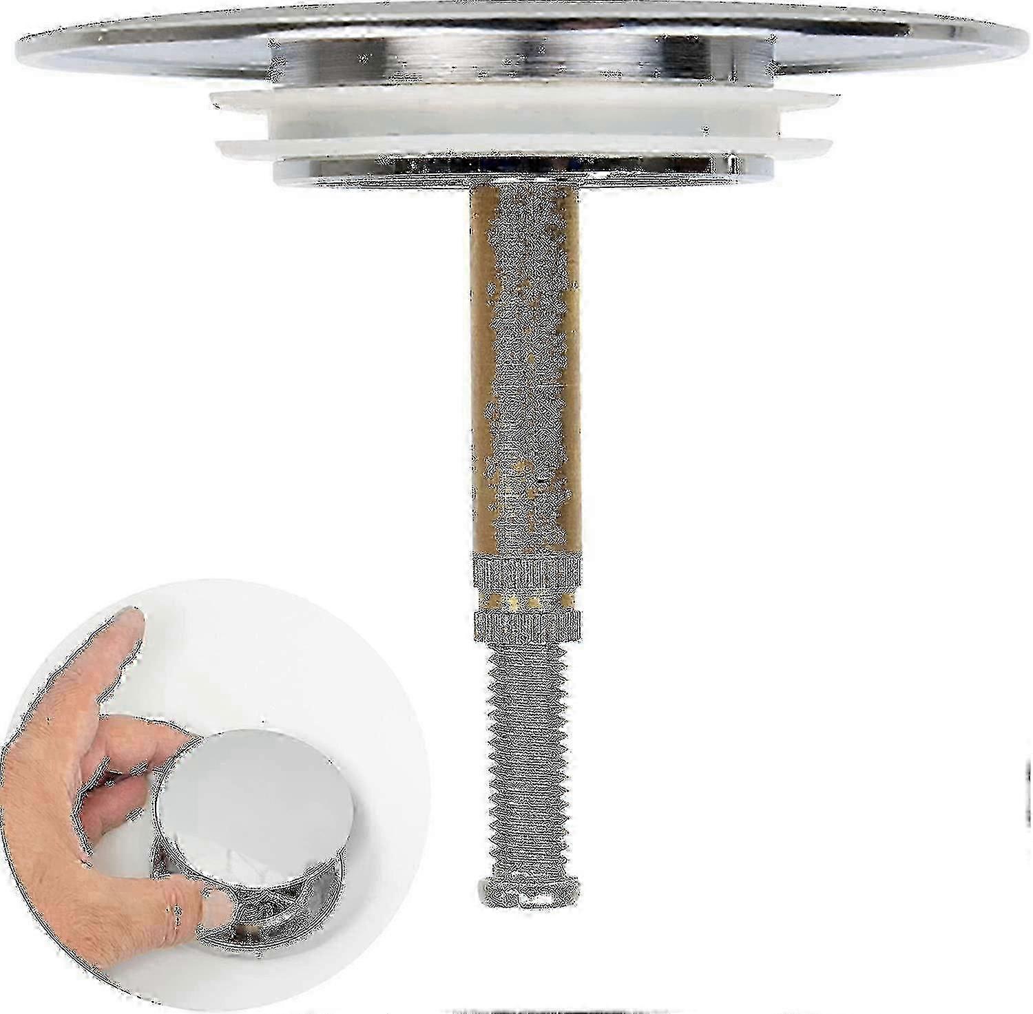 Rolha de Banho Universal com Vedação Dupla - Altura Ajustável 70mm Acabamento Cromado Bujão de Drenagem de Latão Endurecido