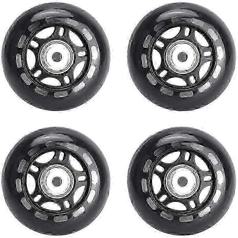 4パックインラインスケートホイール屋内/屋外交換用ホイールベアリング付き70mm、ブラック
