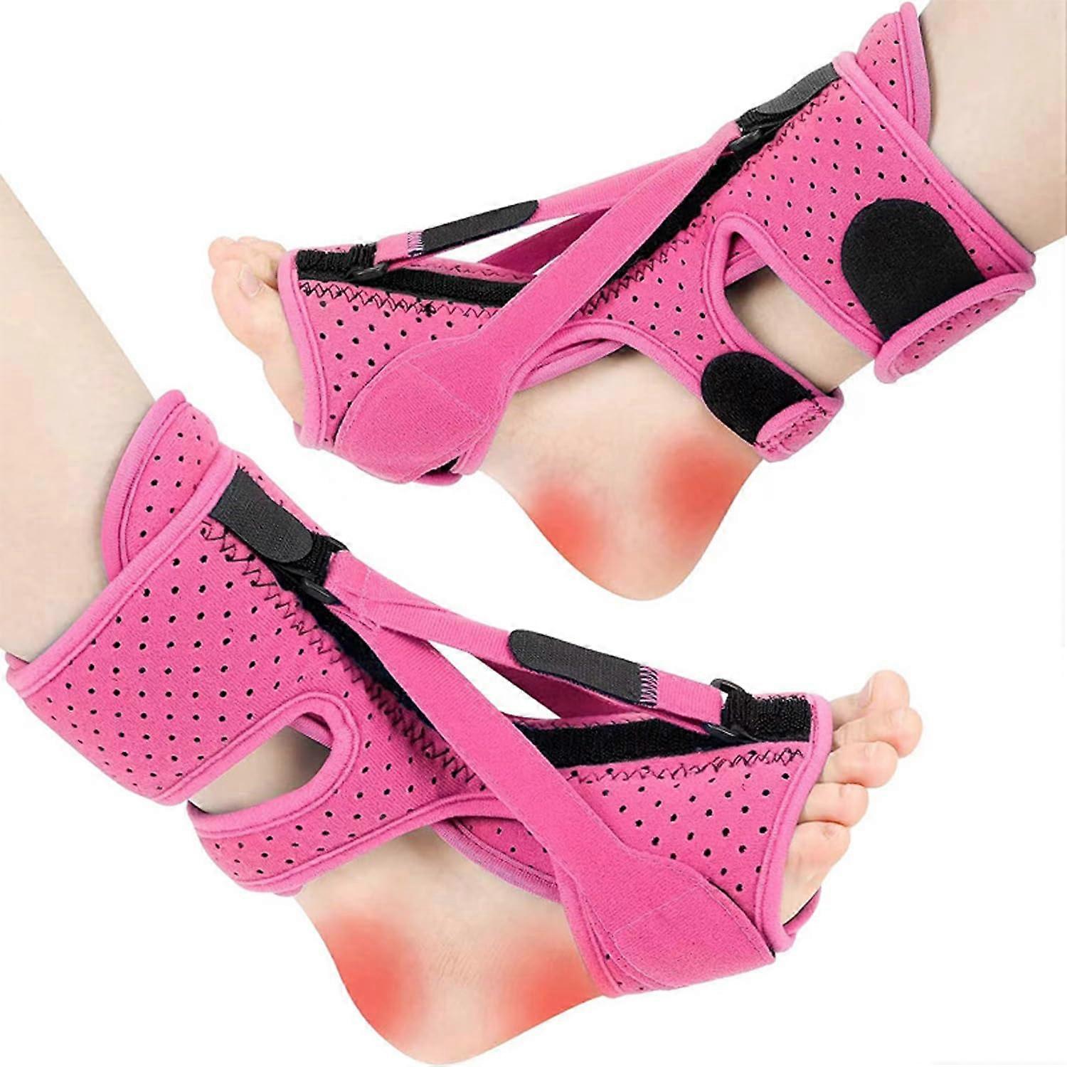 Plantar Fasciitis Night Splints with Adjustable Strap Support for Pain Relief Pink