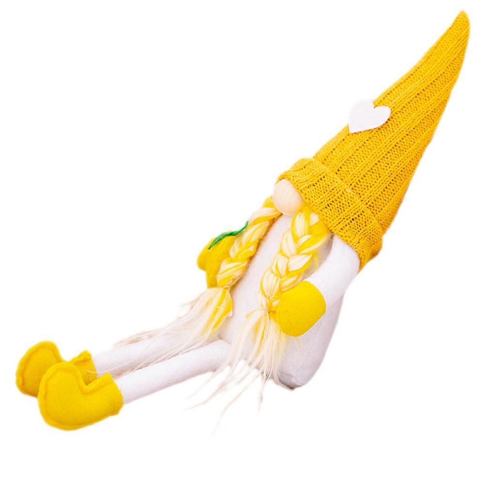 Cute Yellow Knitted Gnome Doll Lemon Dwarf Figurine for Tiered Tray Farmhouse Decor Table Ornament for Festivals and Home