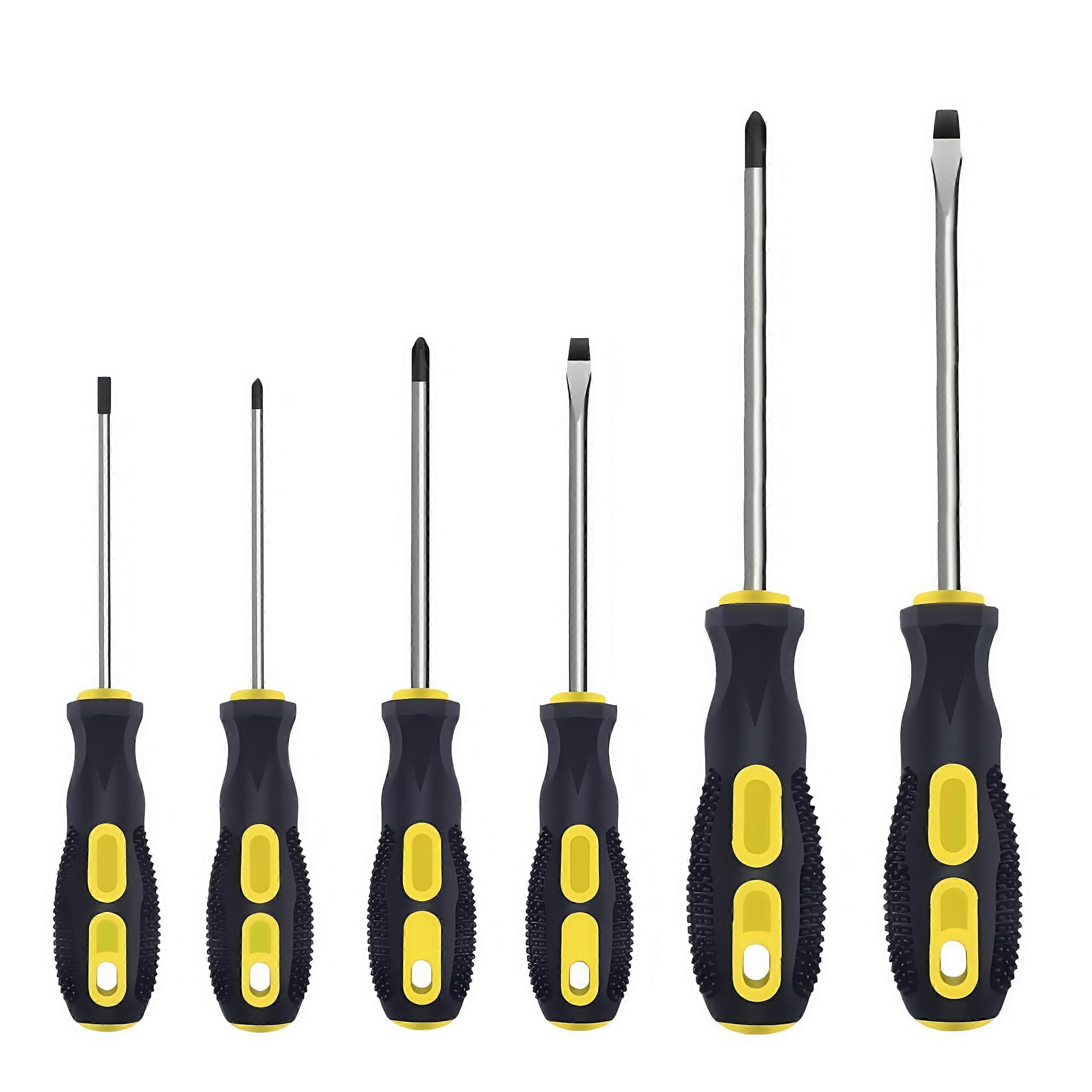 Magnetic Screwdriver Set - 6-Piece With 3 Phillips And 3 Slotted Screwdrivers, Soft-Grip, Compact Small Set
