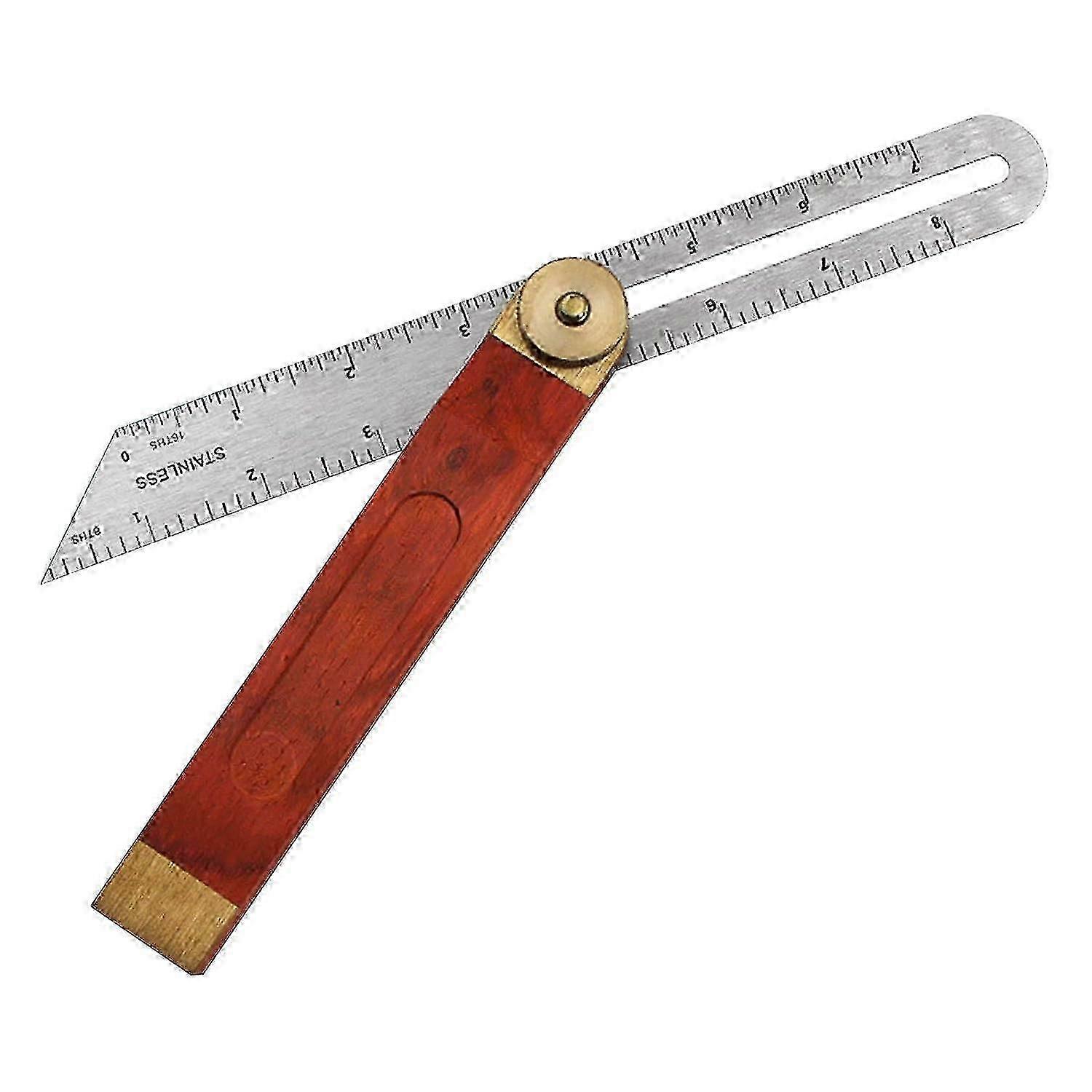 Stainless Steel Angle Bevel with Locking Function - 200mm Try Square with Ergonomic Wooden Handle for Precision Measuring